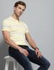 Monte Carlo Mens Striped Yellow Collar Neck Half Sleeve T-Shirt