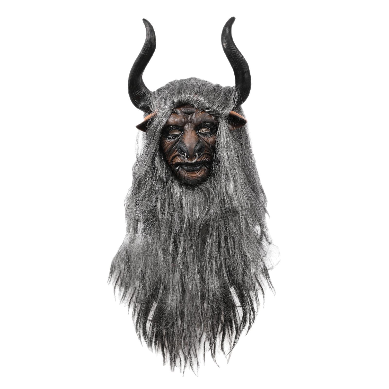 Journey to the West Bull Demon King Latex Mask - Halloween Prop Half Face Bull Demon King Mask (Red)