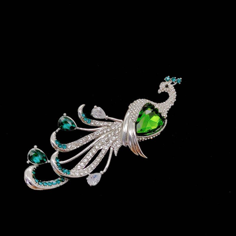 Elegant Crystal Peacock Brooches for Women Lady Beautiful Big Bird Animal Party Casual Brooch Pins Gifts