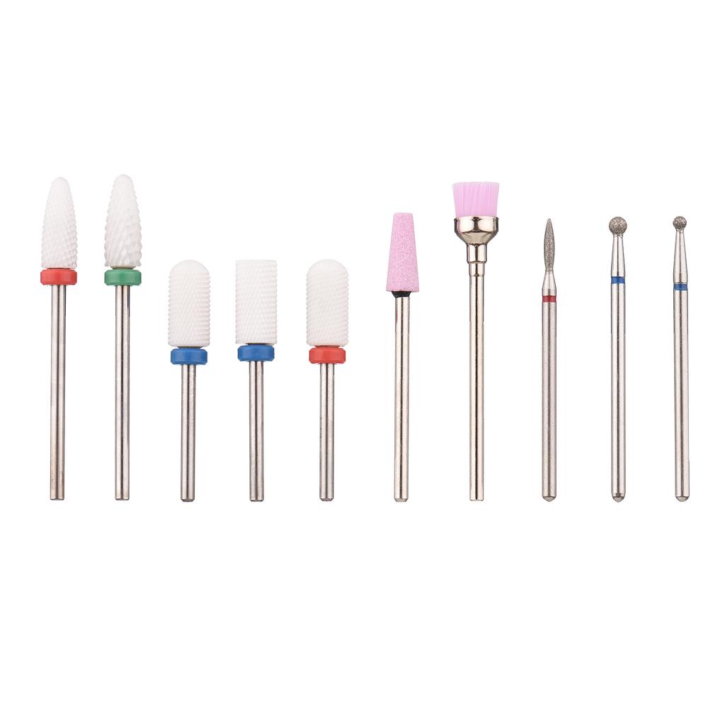 Nail Drill Bit Set Tungsten Steel Drill Bits Mini Cleaning Brushes for Nail Prep Cuticle Nail Gel