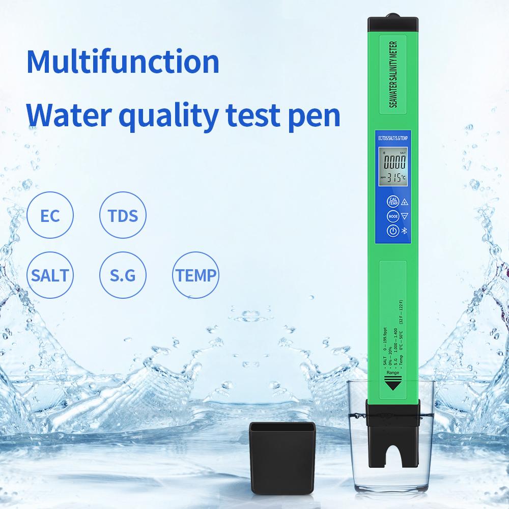 Smart Bluetooth Water Quality Tester 2 In 1 PH Meter 5 In 1 EC TDS SALT SG TEMP Detector APP Control Water Monitor for Aquarium