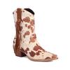 2025 Wildleder Leopardenmuster Stoff Holzmaserung Dicker Absatz Quaste Dünner Riemen Slipper Westernstiefel Plüschfutter für Winterstiefel