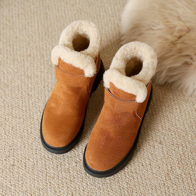 Women's Fur Mouth Large Size Soft Sole Winter Warm Fur One Snow Boots Padded Lined Ankle Boots Non Slip Hiking Casual Sports Cotton Boots