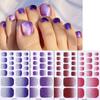 Gradient Glitter Waterproof Toenail Art Stickers - Full Coverage Crystal Flash Design