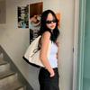 Splicing Canvas Bag Women's New Casual Commuter Fashion Handbag Versatile Shoulder Armpit Bag