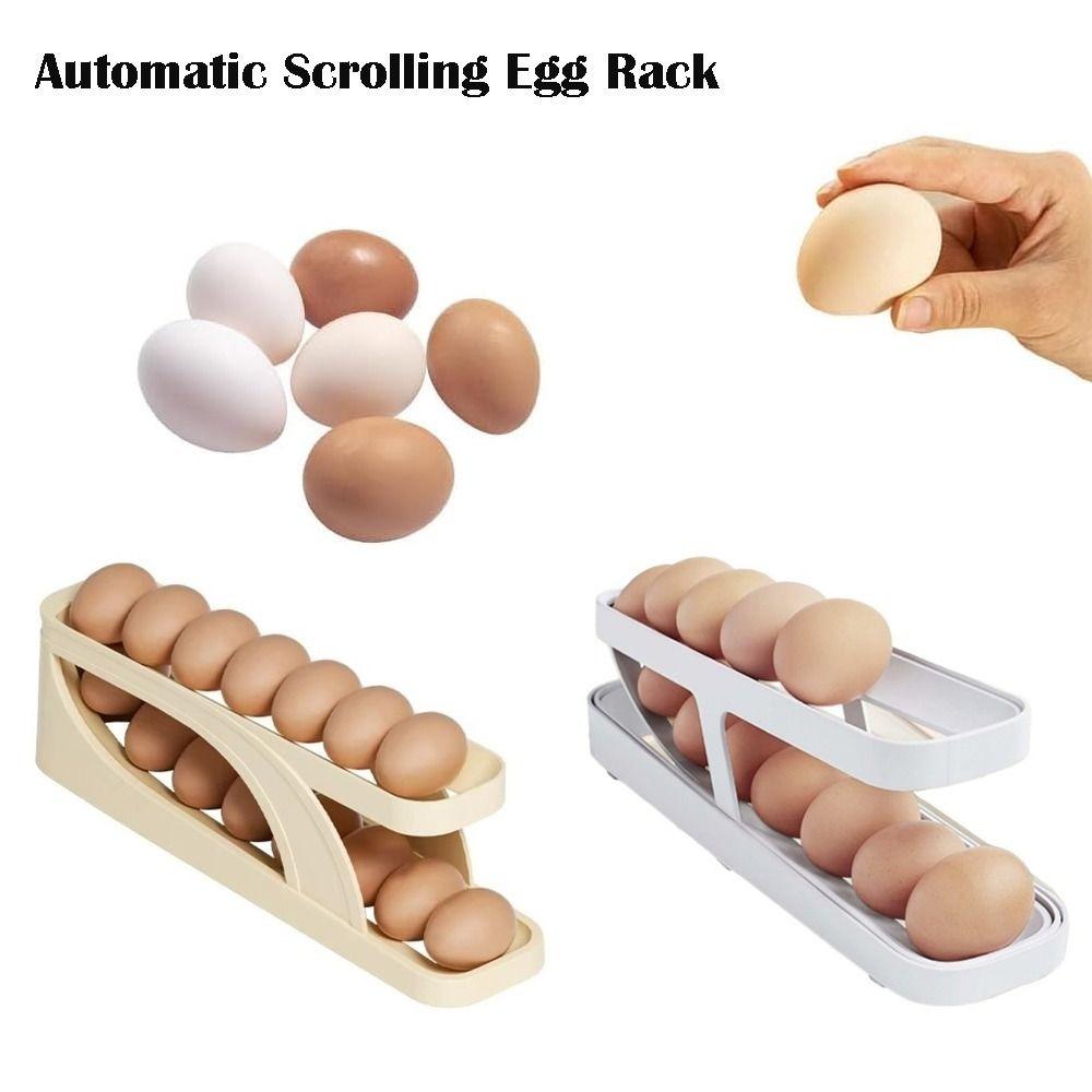 Rolldown Design Automatic Scrolling Egg Rack Double-layer Egg Basket Container  Kitchen Storage