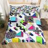 Retro Memphis Style Duvet Cover Set Galaxy Fashion Style Geometric Shapes Bedding Set Full,Hipster Old Fashioned Comforter Cover