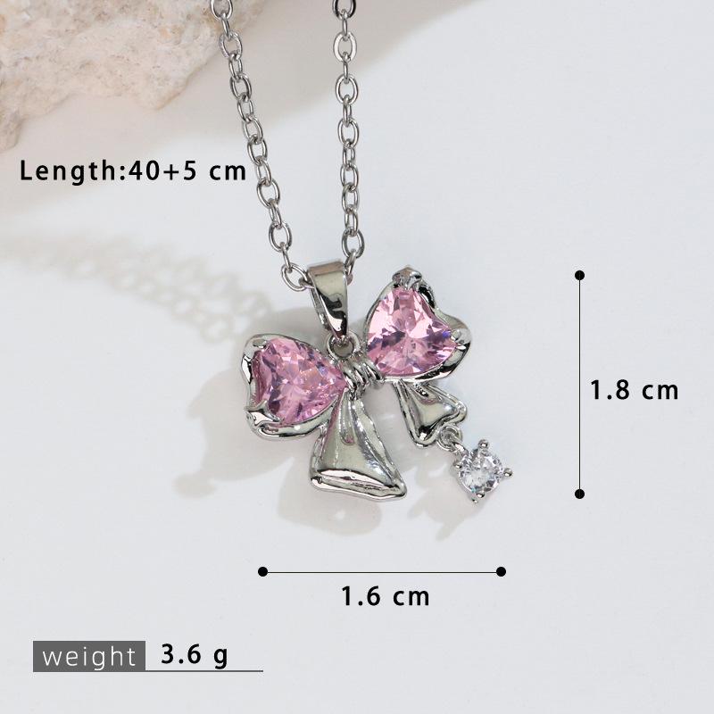 Internet Celebrity Style: Women's Sweet Bow Zirconia Necklace - Niche Design & Elegant Clavicle Pendant
