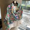 Summer silk scarf shawl sun protection scarf spring and autumn ethnic style versatile decorative cotton and linen scarf beach towel outer shawl
