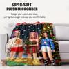 Cartoon K Pop Demon Hunters Theme Flannel Blanket Warmth Multifunctional Decorative Universal Blanket Christmas Warm Blankets