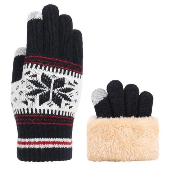 

1 Pair Christmas Snowflake Knitted Gloves Men Women Touch Screen Winter Warm Thick Fleece Gloves Outdoor Cycling Cold Weather Thermal Gloves