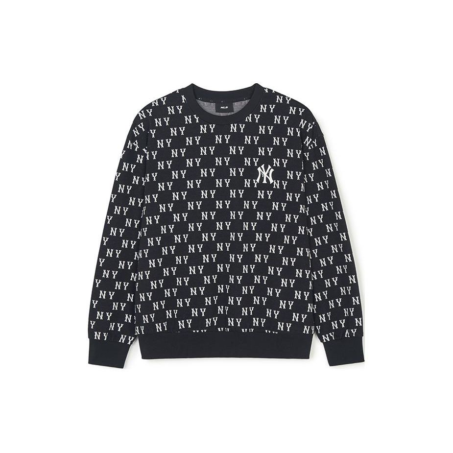 MLB SS24 New York Yankees All Over Print Pullover Crewneck Sweatshirt Unisex Sweatshirt Black 3AMTM0241-50BKS