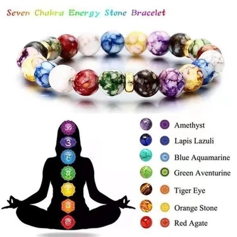 Colorful Beads Yoga Balancing Energy Beads Volcanic Stone Bracelet Necklace Bracelet