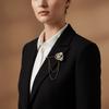 Metal Chain Steampunk Gear Lapel Pin Gothic Collar Pin Vintage Brooches  Shirt Decoration