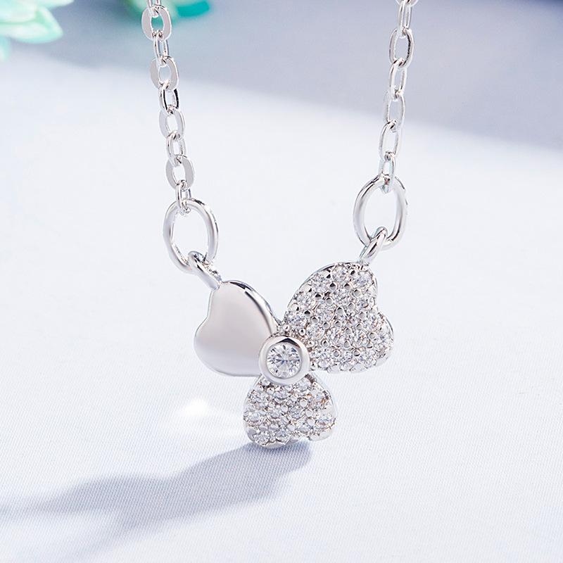 

SACE GEMS трава с тремя листьями медный сплав фиолетовый циркон женский кулон ожерелье модный подарок белого золота