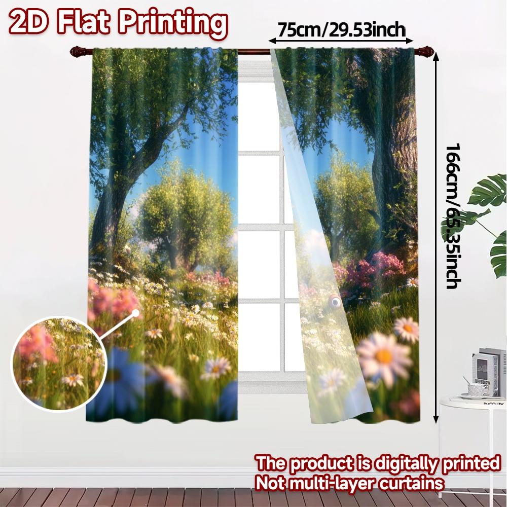 Set Of 2 Modern Flat Printing Curtains Without Rod Springmeadow Curtain Polyester Decorations Home Perfect
