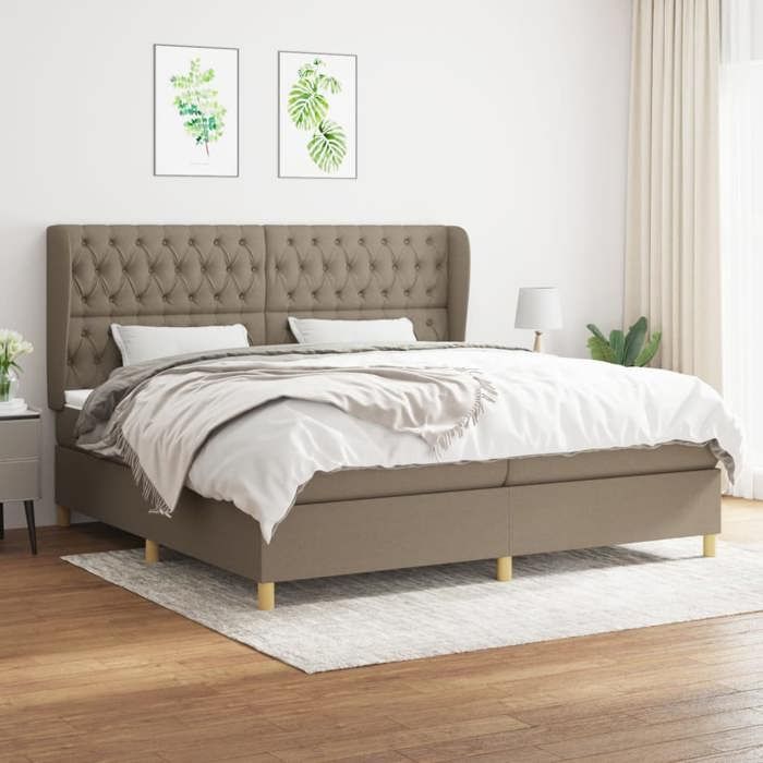 Maison Exclusive - Sommier à lattes de lit avec matelas Taupe 200x200 cm Tissu