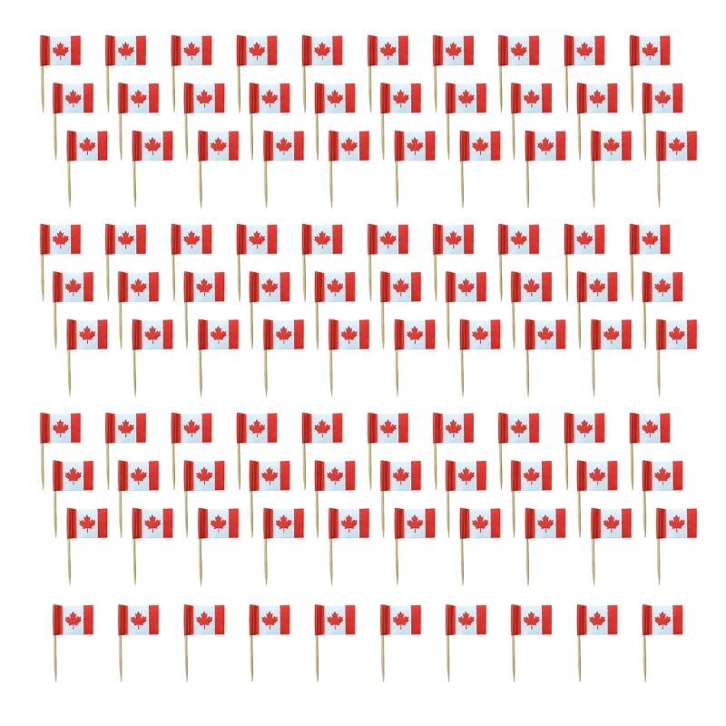 100Pcs Multicolor International Flag Toothpicks Cupcake Picks Cake Top Ornament For Desserts Display Festival Decoration