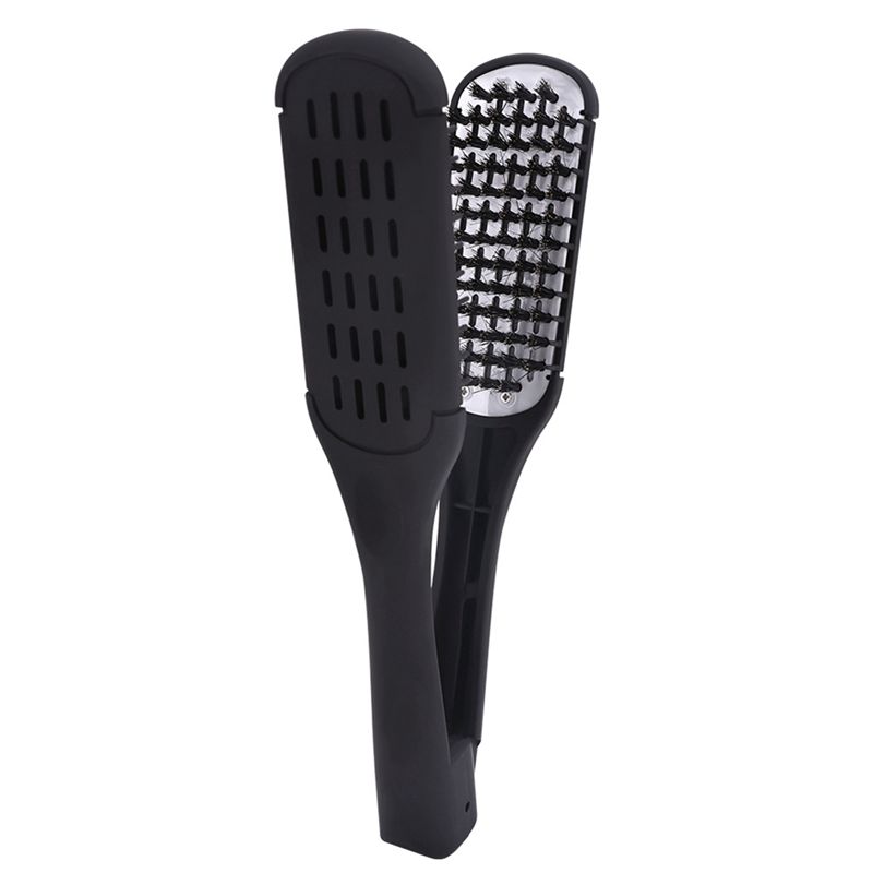 Good-Boar Bristle Double Sided Brush Comb Clamp Anti-Static Hair Straightener Tool Comb Hair Splint Comb