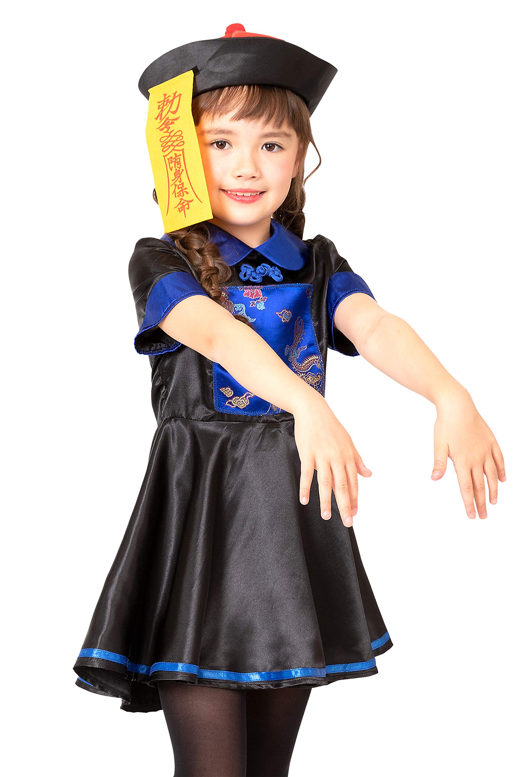Clearstone Halloween Cosplay Costume for Kids - Jiangshi Girl (120cm) - Blue