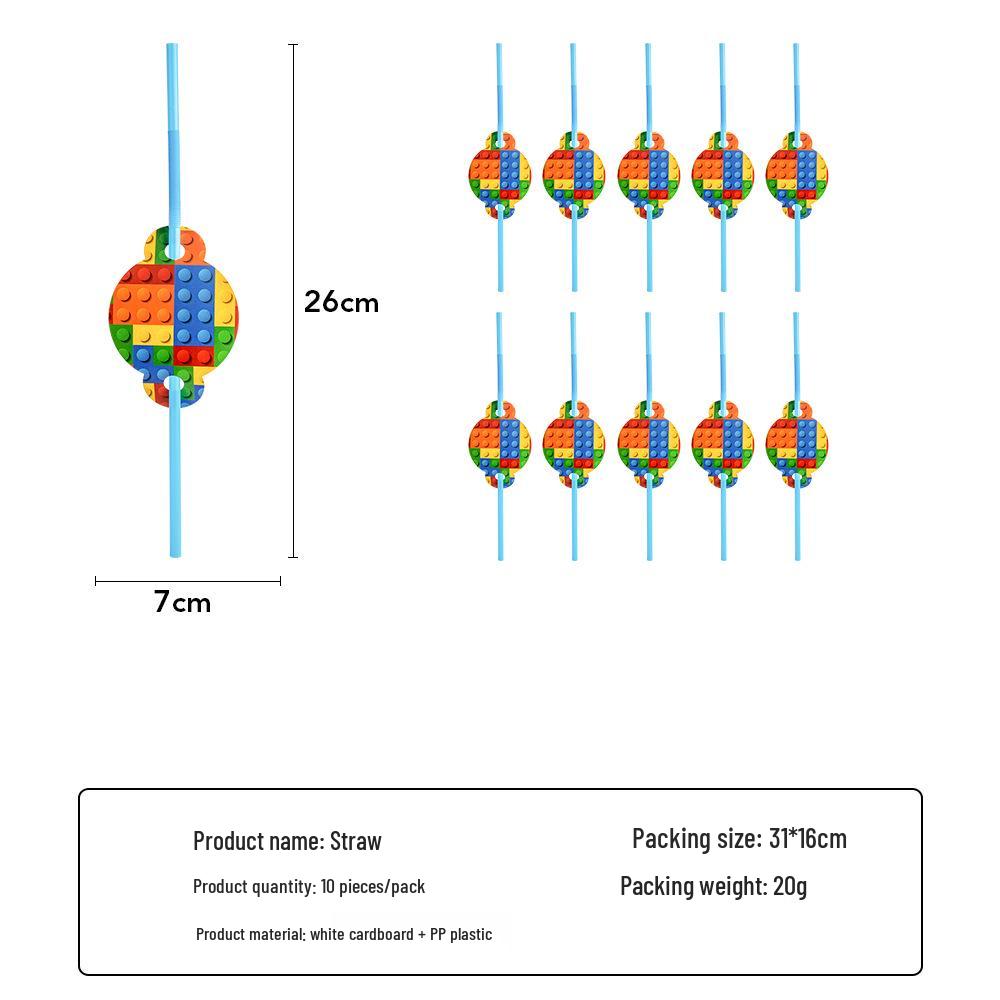 Building Blocks Birthday Party Set: Children's Game Blocks & Disposable Tableware