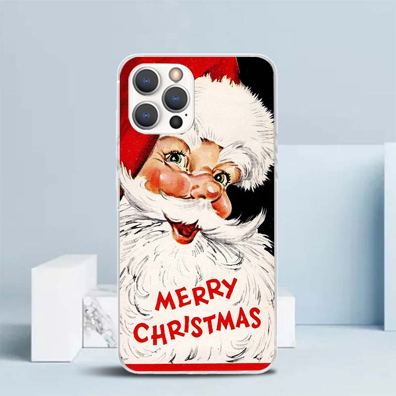 Christmas Santa Claus Present Soft Cover for iPhone 16 17 Air 15 14 Pro Max 16E Phone Case 13 Mini 12 11 7 SE 8 Print Pattern Fi