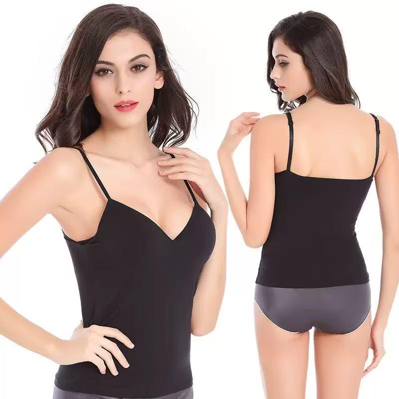 Plus-Size Women's Backless V-Neck Modal Camisole with Built-in Bra for Yoga
