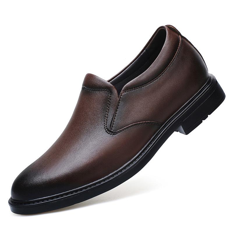 Men s Cross-Border Leather Slip-On Loafers: Height Increasing, Casual Low-Top Spring Shoes in Large Sizes 47