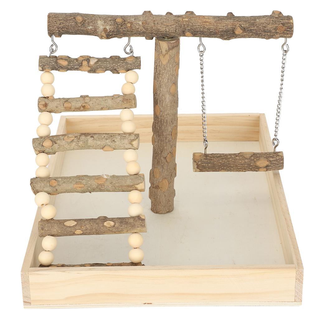 Wood Bird Perch Stand Natural Parrot Playing Standing Rack Bird Training with Large Base