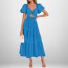 New Spring Women's Clothing Elegant and Hollow Simple Solid Color Dress for Women