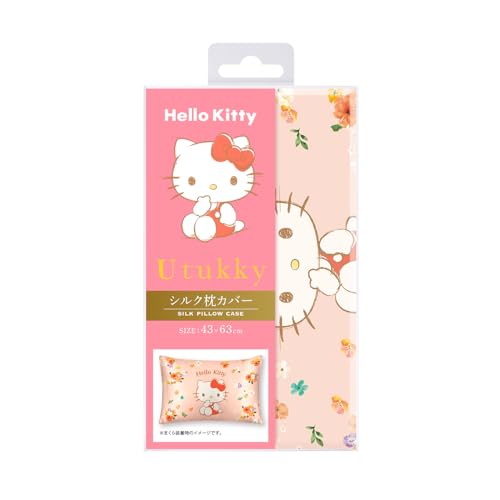 Utukky Silk Pillowcase, Sanrio Characters Hello Kitty, 43x63cm, 100% Silk, Envelope-Style Pillowcase, Smooth, Glossy, Washable, Suitable for All Seaso