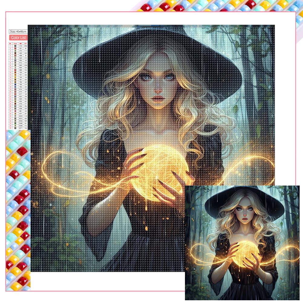 5D DIY Full Square Drill Diamond Painting Witch Kit Home Wall Decor Art