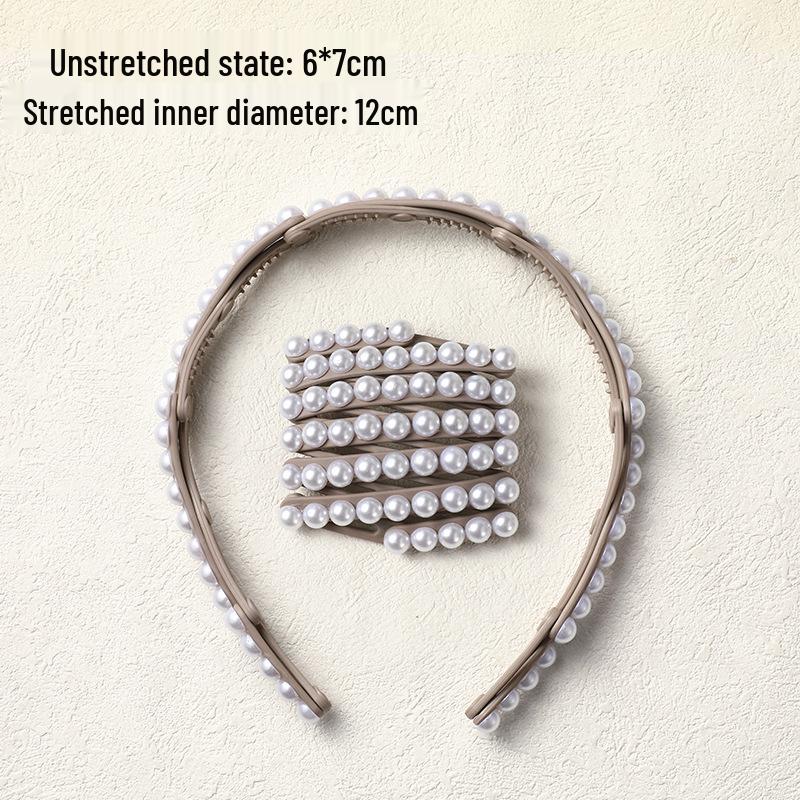 2024 Pearl Retractable Folding Headband: New Hair Accessory for Women, Combats Frizzy Hair, Ideal for Washing Face