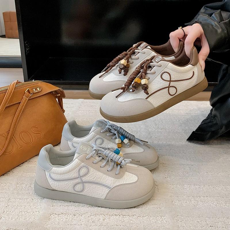 Wang Yibo Yang Mi thick-soled women's retro ugly cute lace-up casual sneakers little white shoes