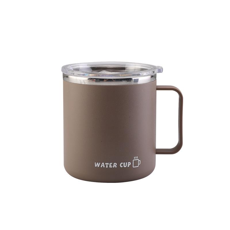 Stainless Steel Double-Layer Mug with Lid - Dust & Drop-Proof, Anti-Scald, for Home, Office & Dorm Use.