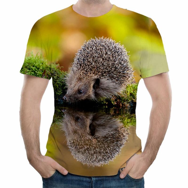 Funny Hedgehog Animal 3D Print T-Shirts Men Women Fashion Streetwear Oversized Short Sleeve T Shirt Male Tees Tops Man Clothing