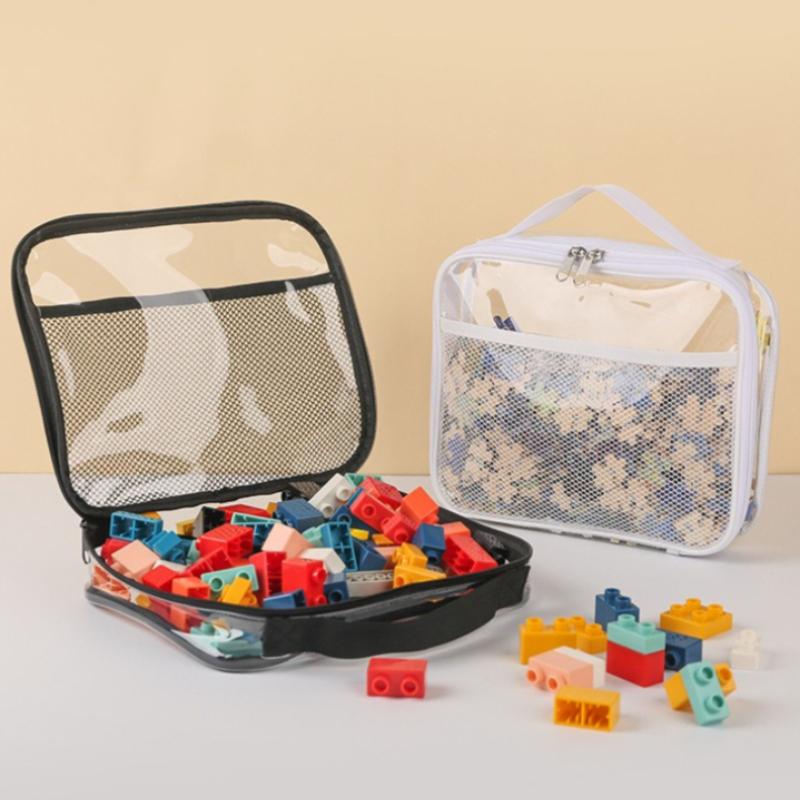Waterproof Casual Makeup Storage Zipper Bag Large Capacity PVC Transparent Mesh Storage Bag Portable Toy Packaging Organizer