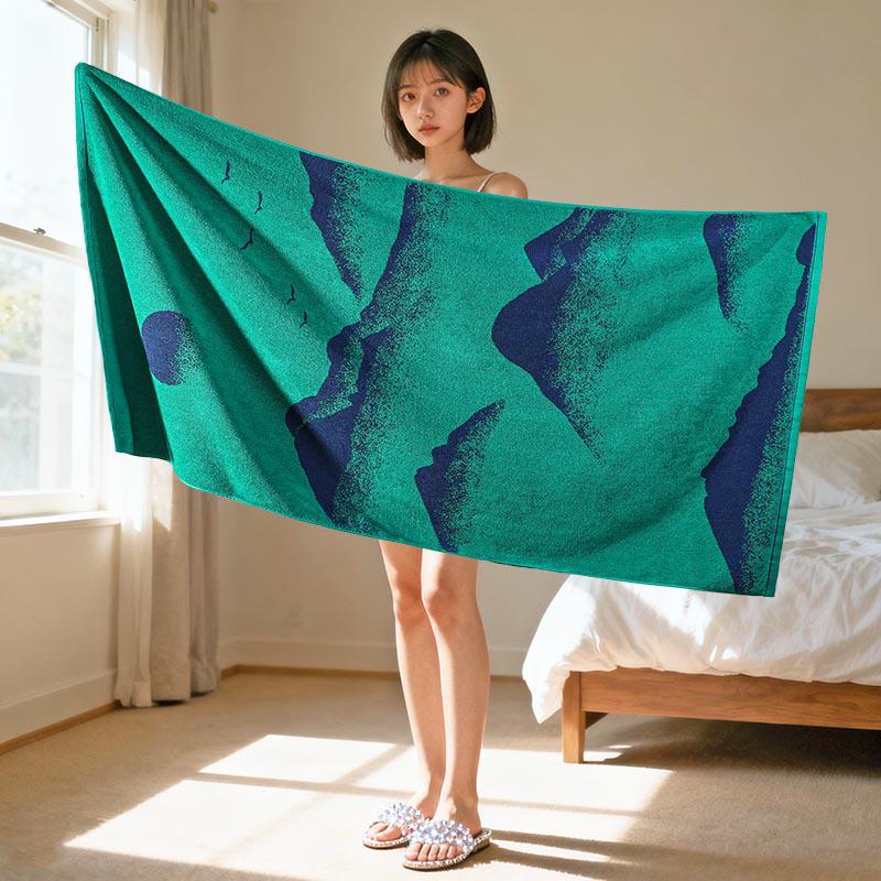 Large Grade A Yarn-Dyed Jacquard Cotton Bath Towel - Thick, Absorbent, Adult Style