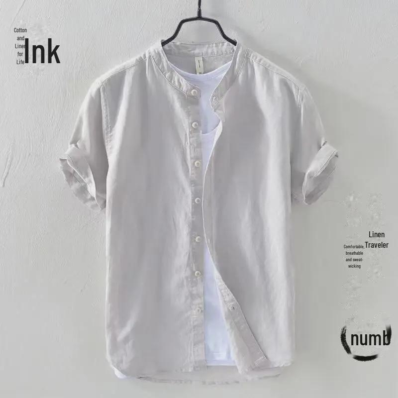 Men's Loose Casual Linen Shirt - Short-Sleeved Summer Top