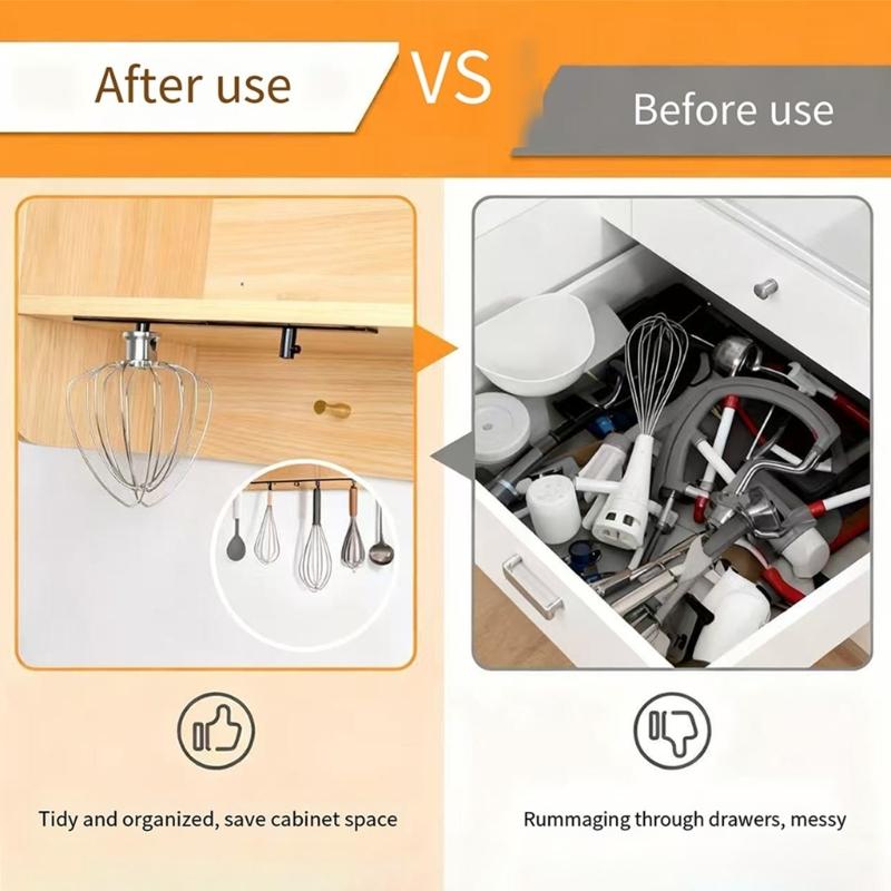 Pack of 4 Space Saving Blender Accessory Holder Plastic Hooks Organize Mixer Attachments and Utensils Plastic Texture