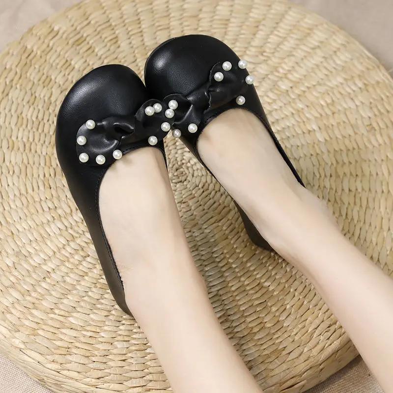 Fashion Round Toe Ladies Footwear with Bow Slip-on Women's Flat Shoes Offer Stylish Chic and Elegant Summer 2025 Cheap Clearance Social