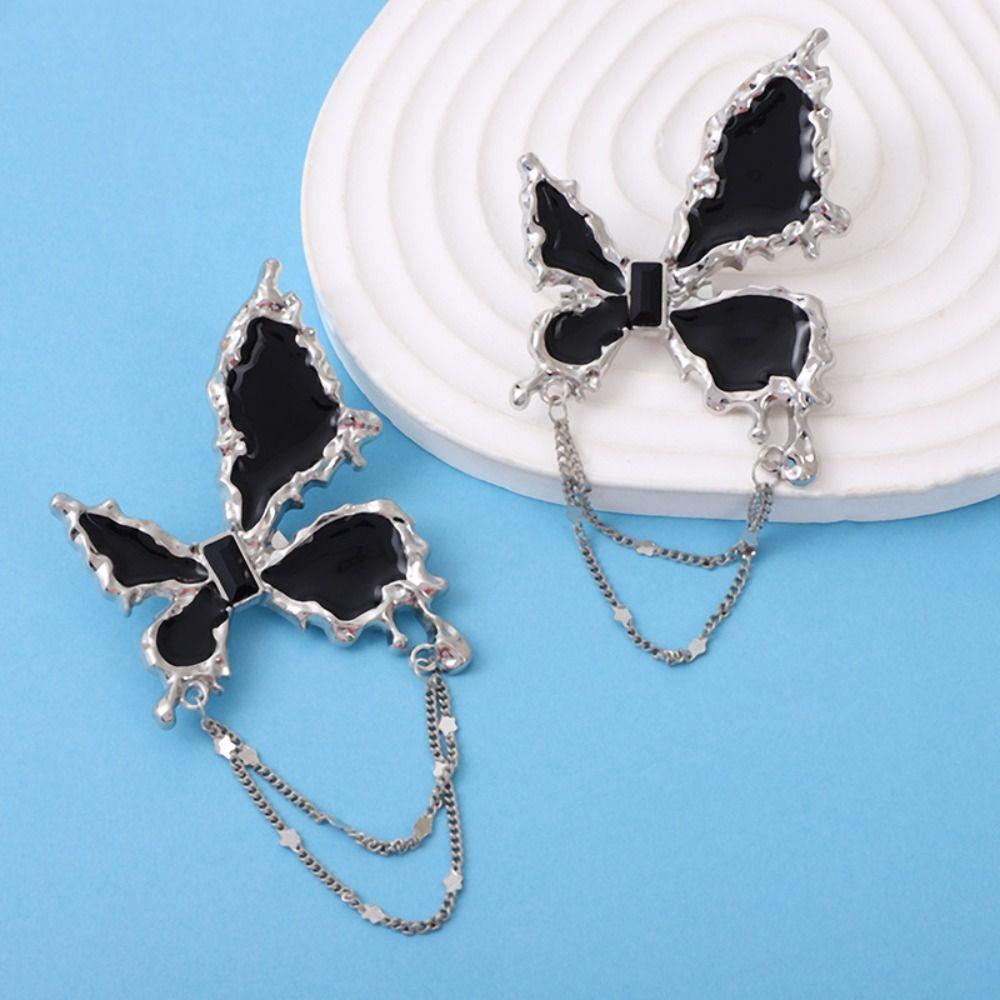 1Pair Wing Black Butterfly Brooch Decoration Butterfly Tassel Badge Pin  Suit Accessory