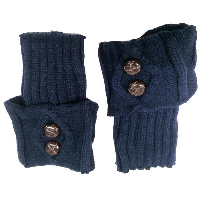 Short Women Crochet Boot Cuffs Socks Topper Gaiters Winter Button Cable Knitted Solid Color Elastic Leg Warmers Gifts