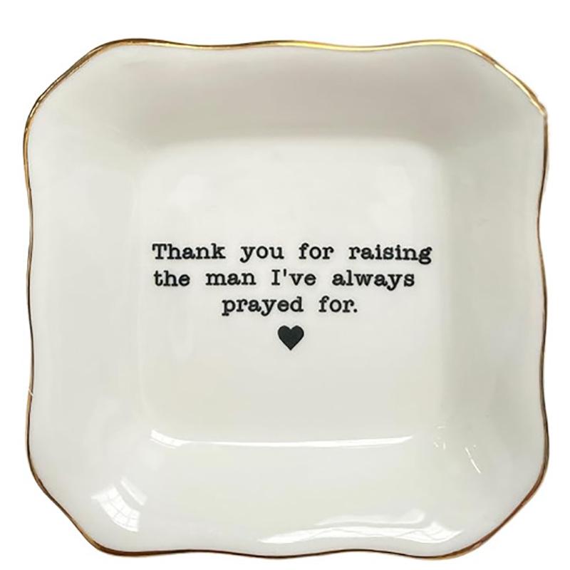 Gold Rim Irregular Square Ceramic Jewelry Dish for Rings, Necklaces, Earrings