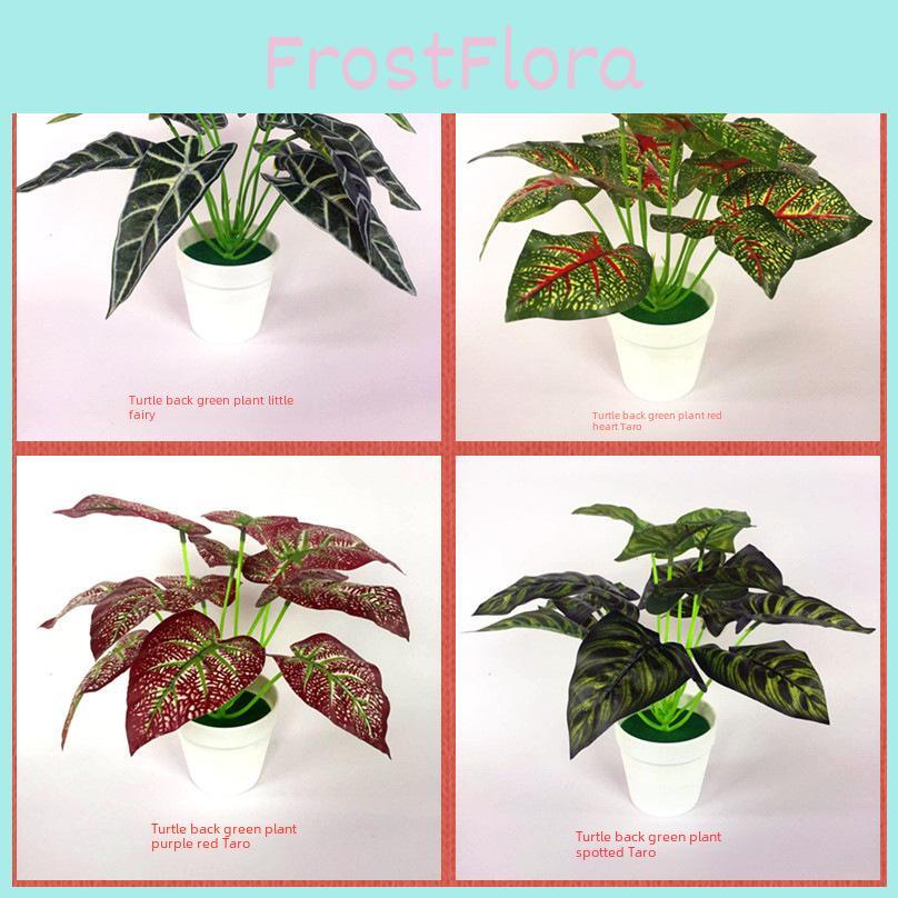 Caladium Bicolor Simulated Artificial Green Plant Potted Decoration Indoor