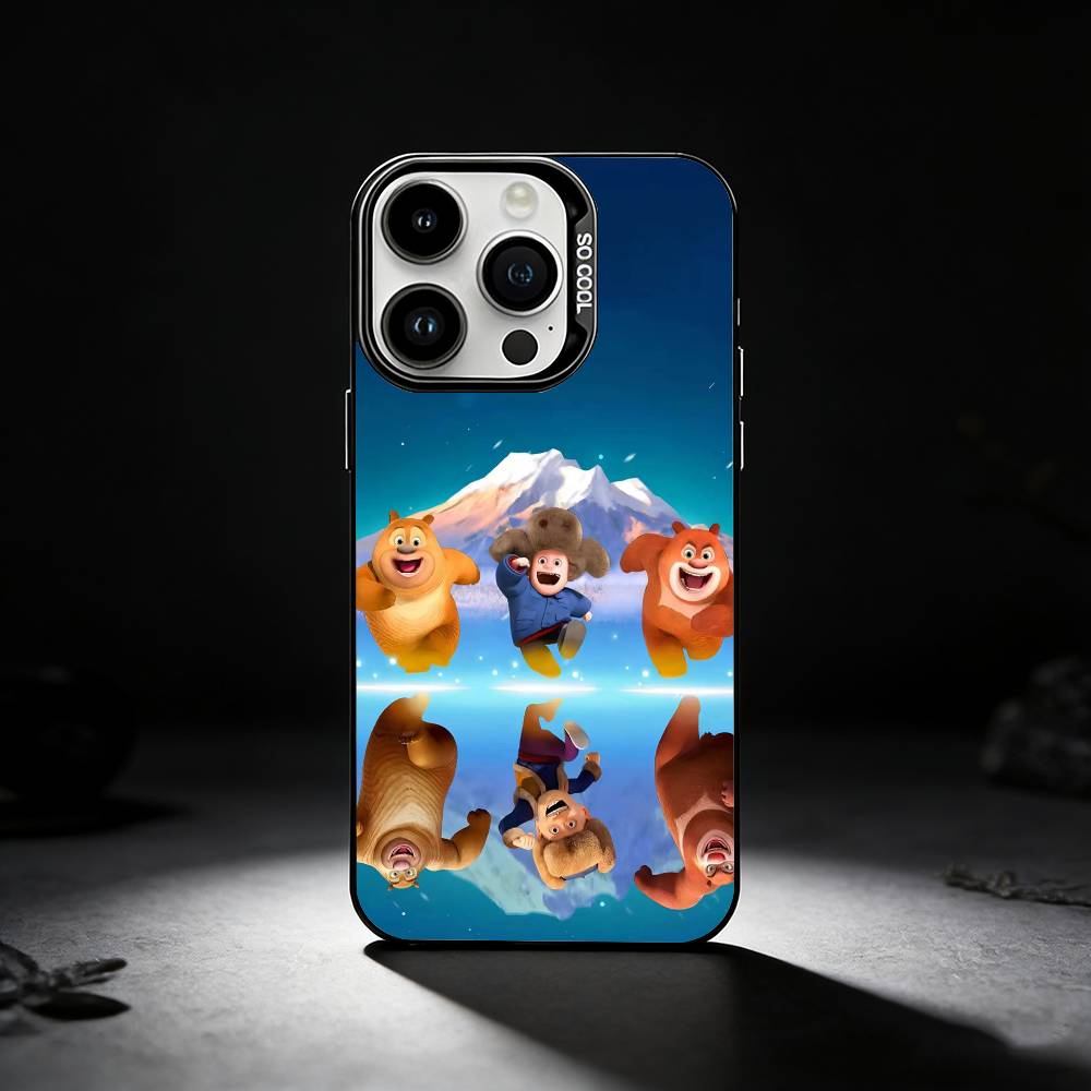 

Cartoon Boonie Bears Phone Case For iPhone 17,16,15,14,13,12,11 Plus,Pro Max,XS,Colored silver phone case iPhone17PRO