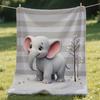 1pc a Cozy Grey Elephant-Themed Flannel Blanket, Ideal for Warmth And Breathability, Suitable for Relaxing In The Living Room, Providing Com