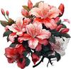QT2191#15cm Bright Red Azalea Floral Waterproof Car Decorative Decal, Suitable for Cars, Laptops, Bumpers, Glass Window Sticker