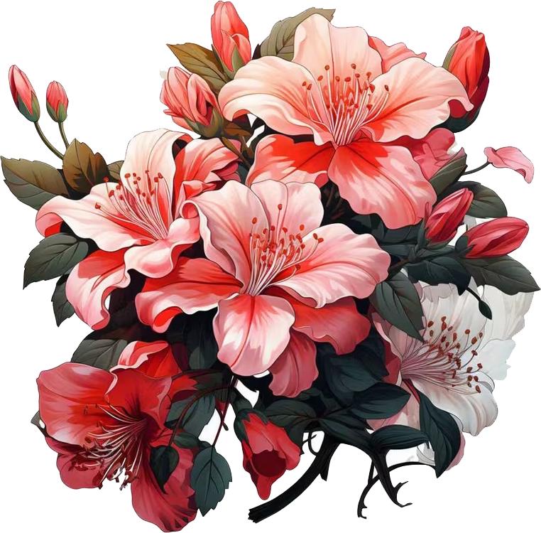 QT2191#15cm Bright Red Azalea Floral Waterproof Car Decorative Decal, Suitable for Cars, Laptops, Bumpers, Glass Window Sticker