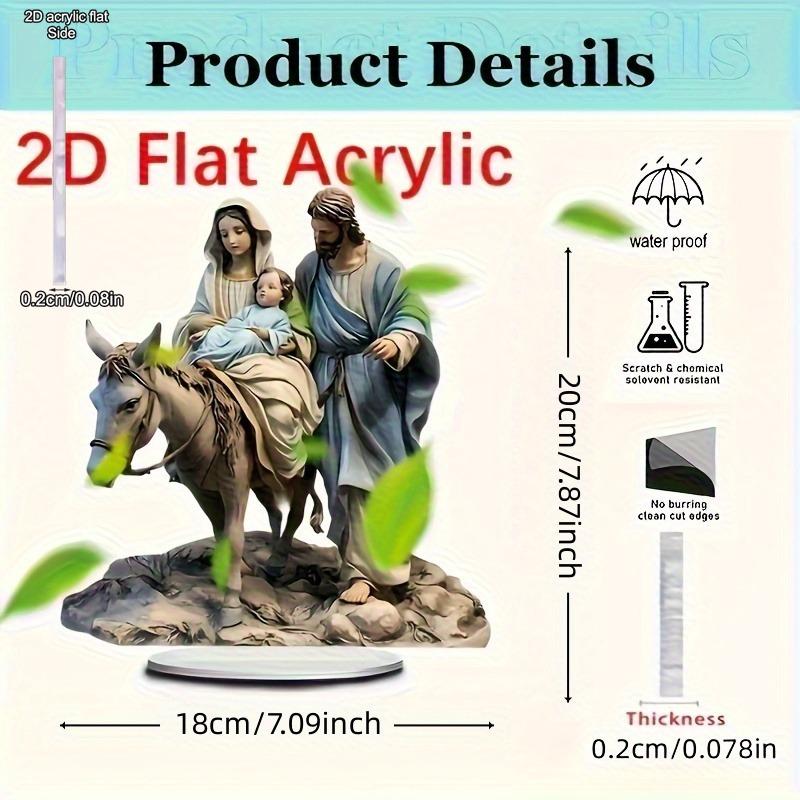 2D Flat Acrylic Christmas "Nativity Scene" Desktop Decoration, Saint Joseph, Mary, and Donkey, Suitable for wall decoration, porch, room, villa, accen